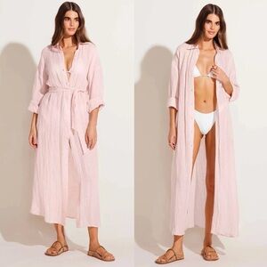 NWT Vitamin A Playa Maxi Coverup Dress Sun-kissed Eco Linen Size Large Pink G17